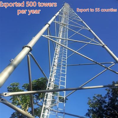 Torre de Telecomunicações de Três Tubos Aço Carbono 33m Sinal LTE Áreas Rurais Resistente ao Vento