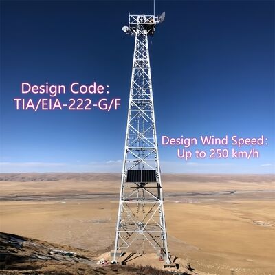 Solar Panel Telecom Tower Self Supporting Structure Hot Dip Galvanized Steel 4KW