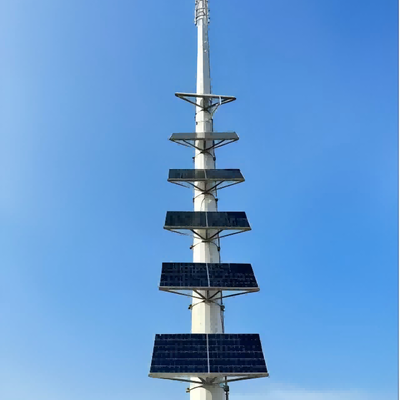 Off-Grid Solar Power Monopole Tower with Integrated Battery Storage Rack and Industrial-Grade Hybrid Energy Mounts for Remote Area 5g Site