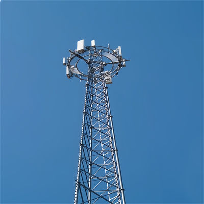 Torre de aço tubular de 3 pernas de ferro com pilares 20 - 65 metros de mastro