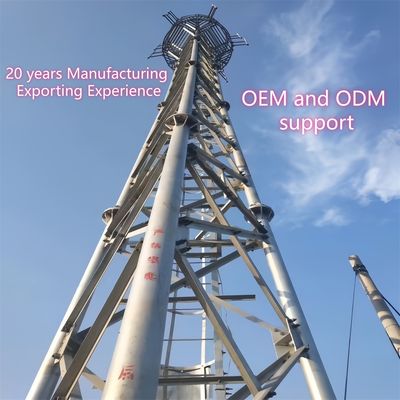 Torre de Telecomunicações de Três Tubos Aço Carbono 33m Sinal LTE Áreas Rurais Resistente ao Vento