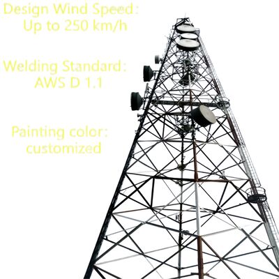 3 pernas Tubular de aço inoxidável 20 30 40M Galvanizado 5G GSM Cdma Isp Telecom Tower