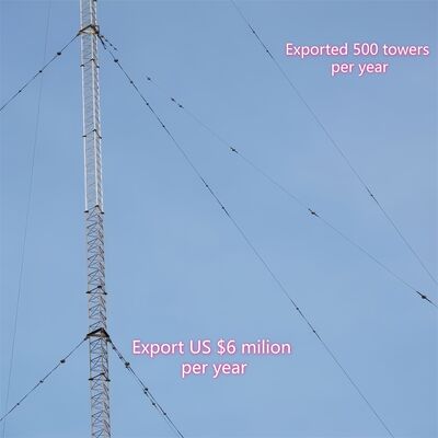 Torre de radiodifusão de arame galvanizado de aço à prova de corrosão de 55 m