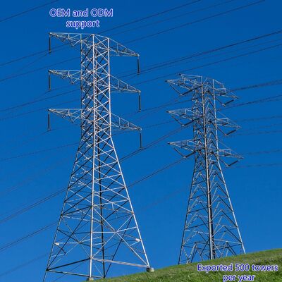 10KV 380KV Torre de transmissão de energia galvanizado por imersão a quente em grelha ângulo aço pólo de utilidade de alta tensão