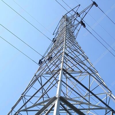 33KV 110KV galvanizado a quente torre de transmissão de energia de aço em rede de duplo circuito poste de rede elétrica