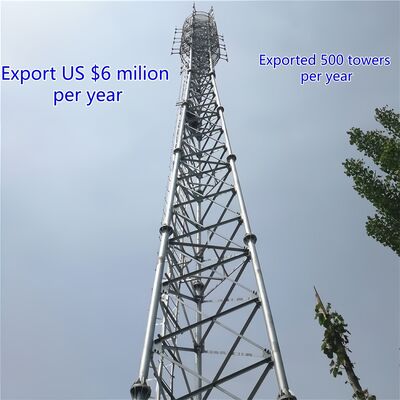 Torre tubular de aço de 3 pernas, forte e durável, projetada para atender às exigências de carga e ambientais da indústria