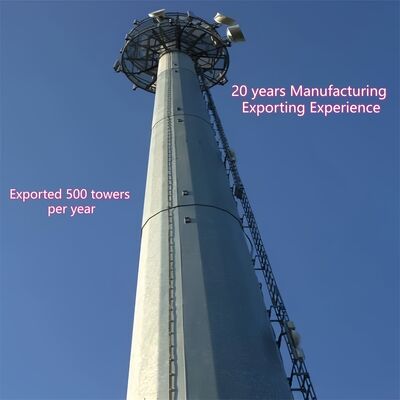 Monopole Tower Telecom Steel Structure Hot Dip Galvanized Painted Design Code ANSI TIA 222 G H F Wind Speed Up to 250 kmh