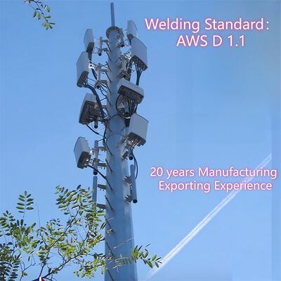 Monopole Tower torre de telecomunicações construída a partir de aço leve e de alta resistência à tração com código de projeto EN 1991-1-4 e EN 1993-3-1 para desempenho