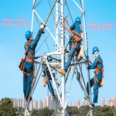 Torre de aço Torre de aço angular de 4 pernas projetada para telecomunicações com construção robusta e conformidade com códigos de projeto internacionais