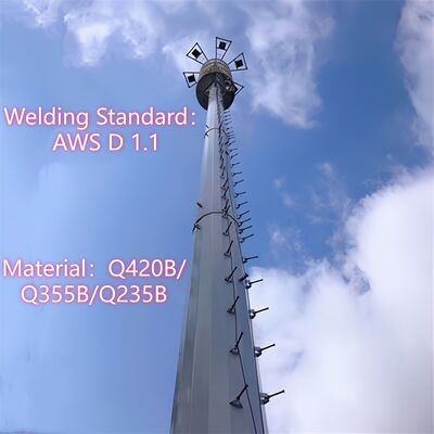 Monopole Tower self supporting telecom tower with steel grades Q235B Q235C Q235D and Q355B Q355C Q355D meeting EN 10025 standards
