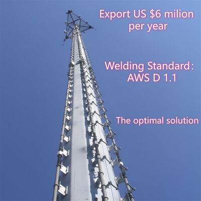 Monopole Tower torre de telecomunicações de aço concebida de acordo com as normas GB T 700 e GB T 1591, garantindo a integridade estrutural das telecomunicações