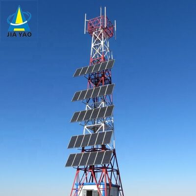 Torre de antena de painel solar de emergência galvanizada por imersão a quente 18 28 38M 5G 4G Torre de telecomunicações de alívio de desastres