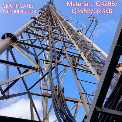 Torre tubular de aço galvanizado de 3 pernas e 19 27 35M para comunicação e monitoramento de micro-ondas 5G 4G externo