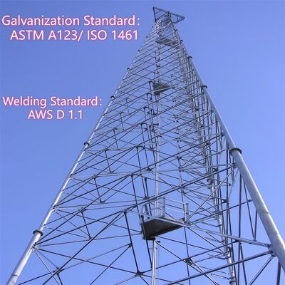 Torre Tubular de Aço de 3 Pernas de 30M Projetada para Aplicações de Telecomunicações, Micro-ondas, Monitoramento, Observação e Segurança