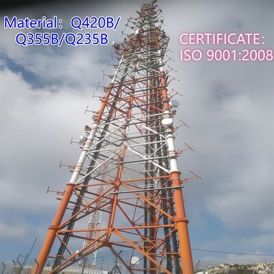 Estrutura galvanizada torre tubular de aço com 3 pernas de 40M adequada para aplicações de micro-ondas e observação de telecomunicações