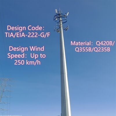 12 25 32M galvanizou a instalação rápida à prova de corrosão da torre de comunicação Monopole para a região costeira