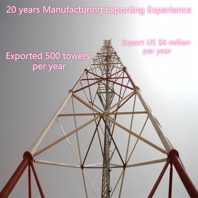 Torre de aço tubular de 3 pernas para serviço pesado com tratamento de superfície galvanizado por imersão a quente para infraestrutura de telecomunicações de longa duração