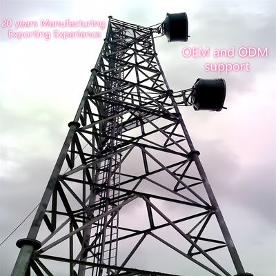 Torre de aço tubular de 3 pernas de calibre pesado com acabamento galvanizado por imersão a quente para maior resistência à corrosão em ambientes externos