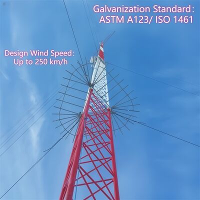 A instalação fácil modular pré-fabricada feita sob encomenda da entrega rápida da torre de aço das telecomunicações do fio Guyed