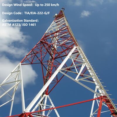 Torre galvanizada angular da telecomunicação do mergulho quente da baixa manutenção de 3 pés uma vida útil de 30 anos