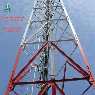 Torre de comunicação de aço inoxidável longa angular da vida útil de 3 pés resistente à corrosão para a área costeira