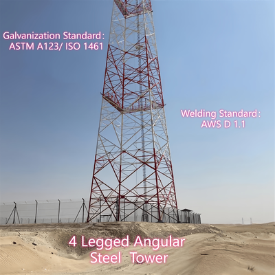 20 30 40 60 M medidor de mergulho quente galvanizado torre de aço com ângulo de 4 pernas multi antena para 5G urbano