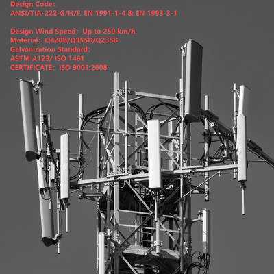 Torre de comunicação equipada com pernas resistente ao tempo de 48M 4 para construir