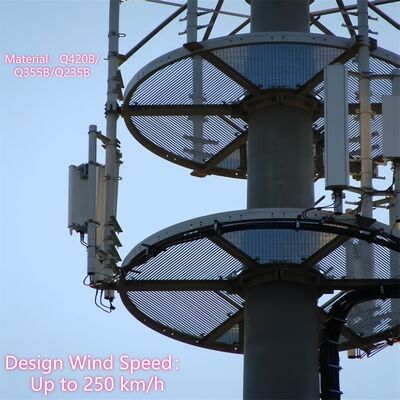 Plataforma Monopole galvanizada por imersão a quente personalizada da torre de telecomunicações para projeto de expansão de antena