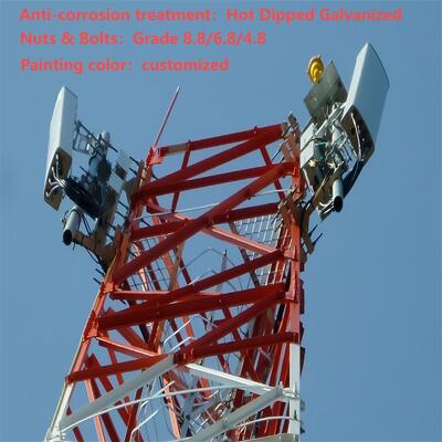 torre de aço equipada com pernas do ângulo da proteção contra raios 3 de 46M para a estação base do parque industrial 5G