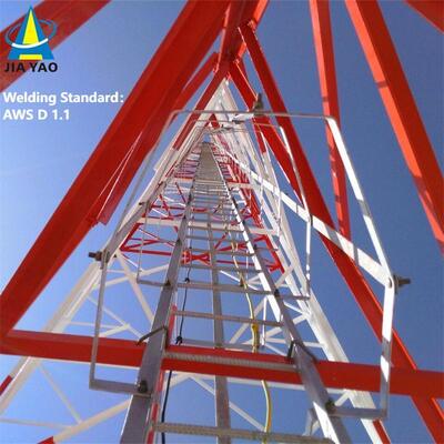 torre de aço equipada com pernas do ângulo da proteção contra raios 3 de 46M para a estação base do parque industrial 5G