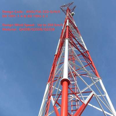 projeto lustroso revestido da torre das telecomunicações de 3 tubos do pó de 48M para o distrito financeiro