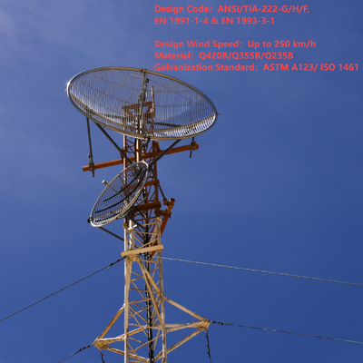 Longa distância ultra alta da torre do fio de Guyed para a cobertura montanhosa do sinal da região