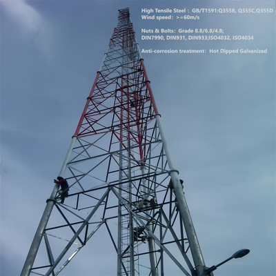 torre das telecomunicações do tubo do aço 3 de 45m 56m 67m 75Meter Q355 para a área de ensino da universidade