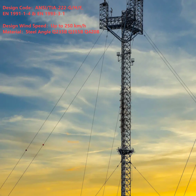 38 46 52M Wind Load Optimized Guyed Wire Tower para uso da estação de monitoramento sísmico