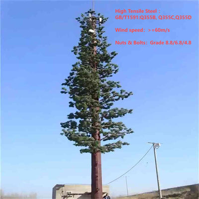Torre de comunicação de camuflagem biônica de palmeira estilo tropical de 15-45 m para cobertura de sinal de resort costeiro Núcleo de aço galvanizado de 30 anos e folhas resistentes a UV