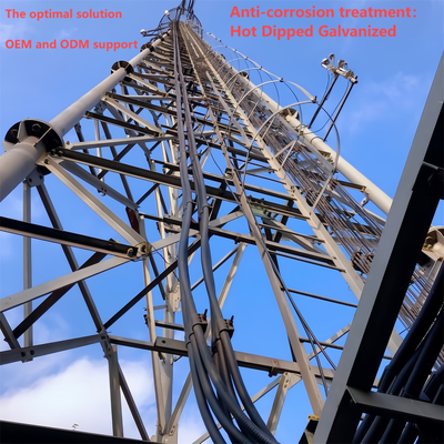 Torre de treliça de aço tubular de 3 pernas de alta precisão para estação base 4G 5G 20m 30m 45m 60m Mastro de telecomunicações resistente ao vento galvanizado por imersão a quente