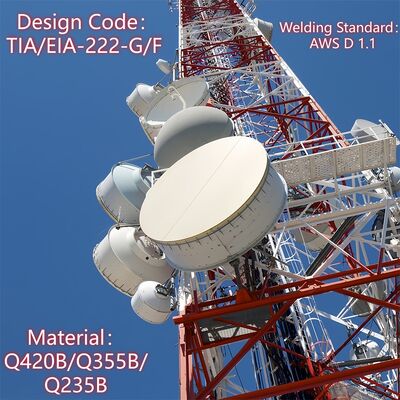 Torre de comunicação de aço angular com pernas de grau sísmico ANSI/TIA-222 Mastro de treliça padrão para instalação de antena de rádio e TV