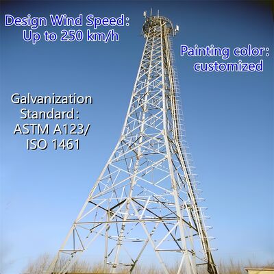 Torre de comunicação de aço angular com pernas de grau sísmico ANSI/TIA-222 Mastro de treliça padrão para instalação de antena de rádio e TV