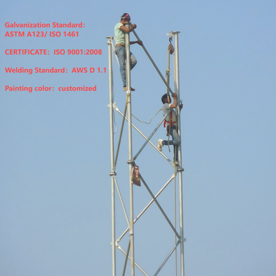 Torre de treliça de aço tubular de 3 pernas resistente para comunicação de área de mineração remota Estação base 4G 5G Q345B Mastro resistente ao vento galvanizado por imersão a quente