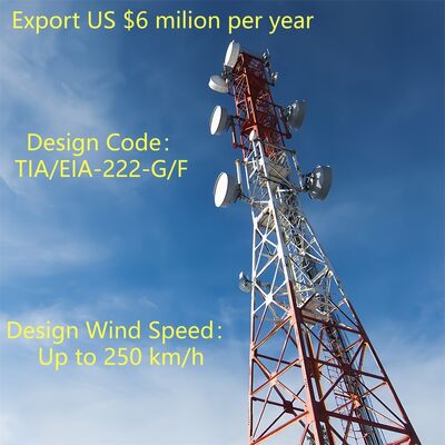 Torre de treliça de aço angular de 4 pernas para serviços pesados ​​com estrutura de suporte de carga otimizada para infraestrutura de telecomunicações rurais Padrão ANSI/TIA-222-G