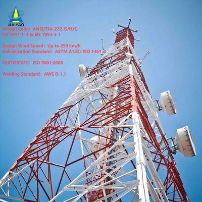Torre de celular móvel de rádio de comunicações de aço angular de 4 pernas de transmissão de sinal para telecomunicações